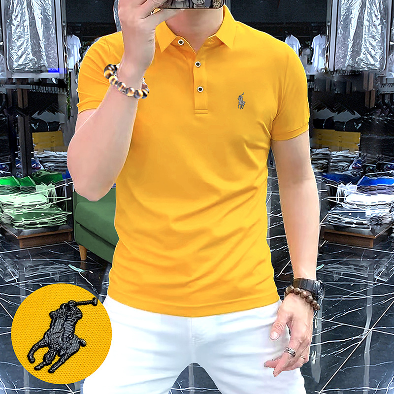 Men's Short-Sleeved Polo Shirt, Ice Silk, Breathable, Slim Fit, Fashionable and Versatile, Men's Top, Casual and Versatile Half-Sleeve