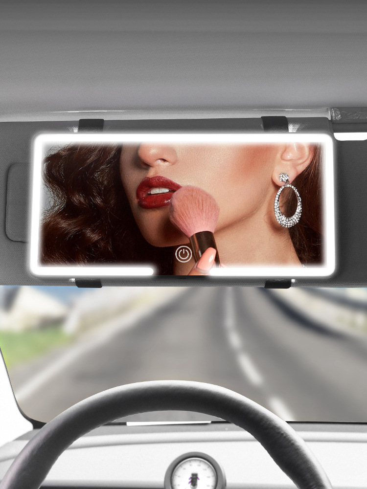 Source Factory Supplies Car Sunshade Vanity Mirror Led Fill Light High-Definition Mirror Three-Speed Dimming Car Mirror