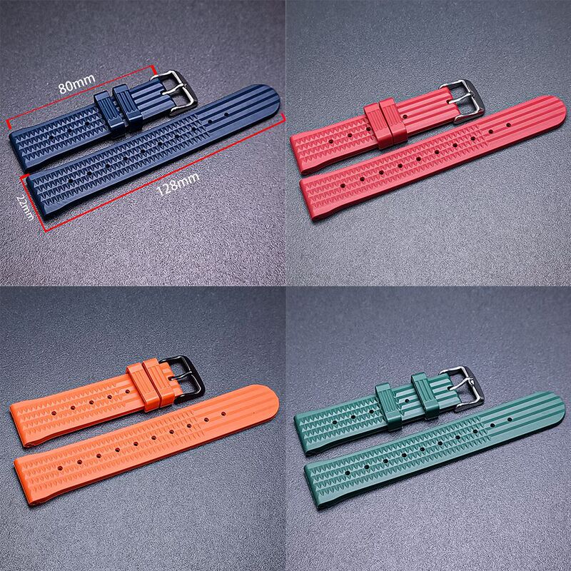 Suitable for Seiko 5, original SKX007, and other small watch models; diamond-patterned rubber strap, 22MM Suitable for Seiko 5, original SKX007, and other small watch models; diamond-patterned rubber strap, 22MM