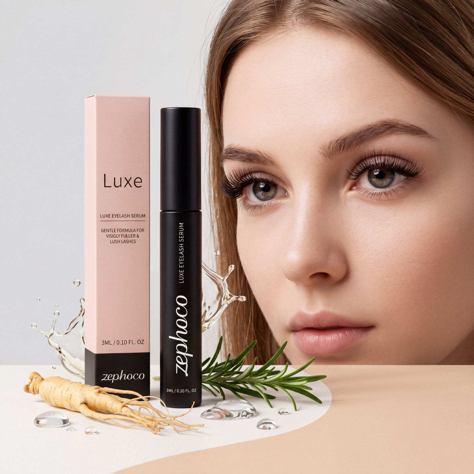 Zephoco Eyelash Serum for Long and Curled Lashes, Daily Moisturizing and Care for Eyelashes, Lightweight and Moisturizing Without Being Sticky