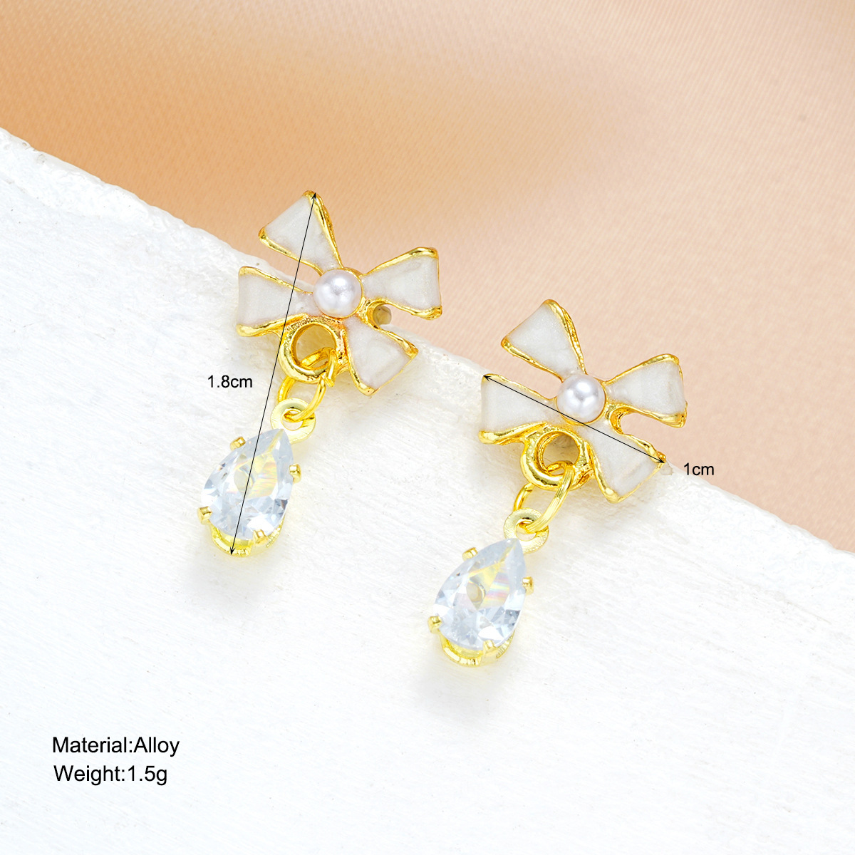Sophisticated small cute universal earrings with bow pearl…