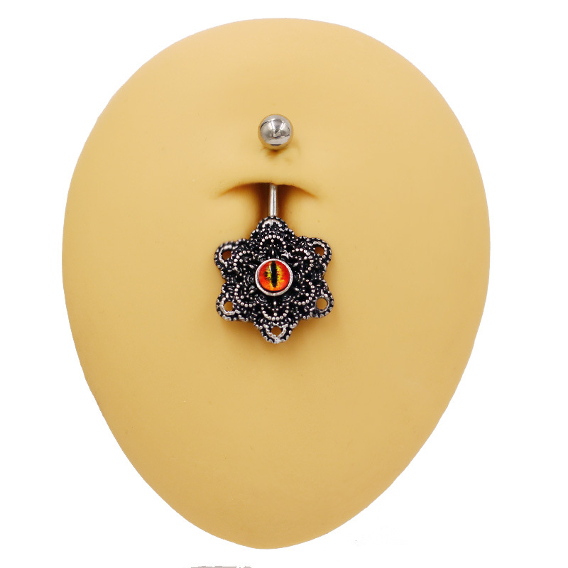 Piercing ombelico fiore nero gioiello per piercing_voghion.com