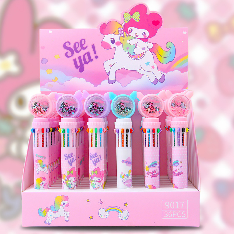 Cute lápiz de bolas de diez colores de dibujos animados de alto valor visual de lápiz marcador de notas de aprendizaje cultural de estudiantes lápiz