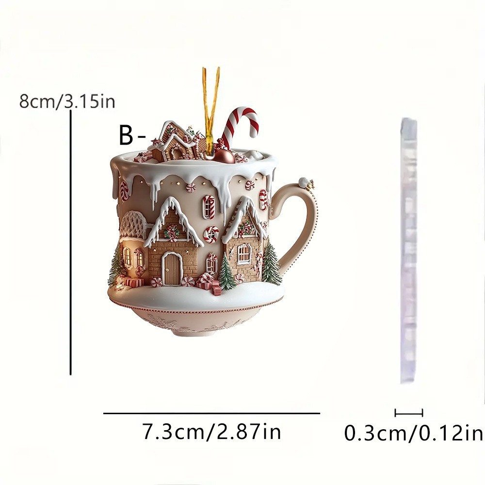 Colgante de Navidad transfronteriza casa de nieve colgante de automóvil taza de café colgante colgante acrílico colgante de interior de automóvil colgante mochila
