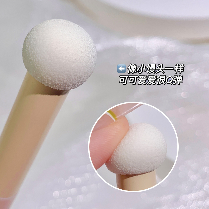 Cross-border small steamed bun round head concealer brush, dry and wet dual-purpose, mushroom concealer brush head, makeup brush for dark circles and acne marks, brushless Item Picture