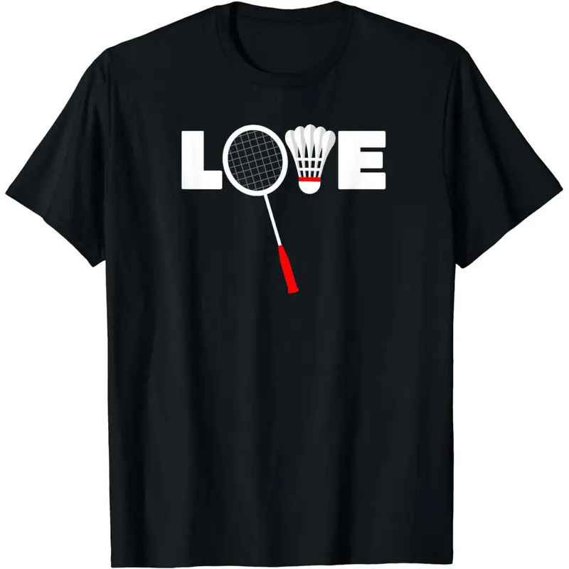【Cross-Border European Size】Badminton Love T-Shirt Funny Mens Clothes Tops