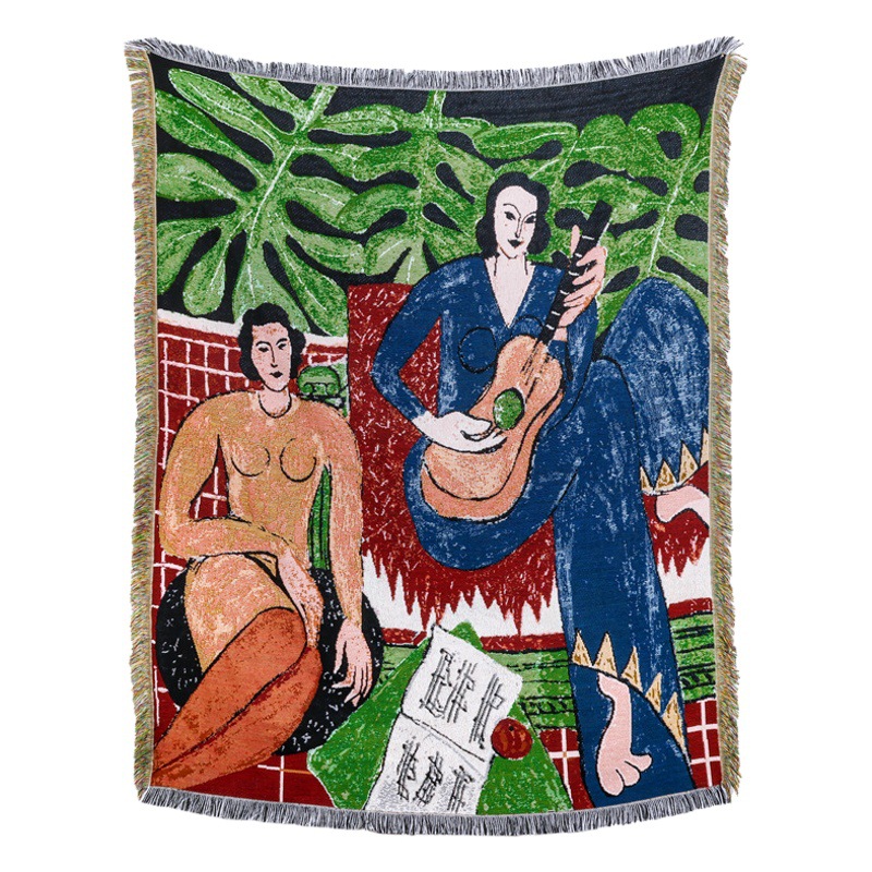 Cross-Border Export Camping Style Blanket Moisture-Proof Picnic Mat Jacquard Tapestry Ins Style Sofa Towel Thread Blanket Multi-Functional Sofa Blanket