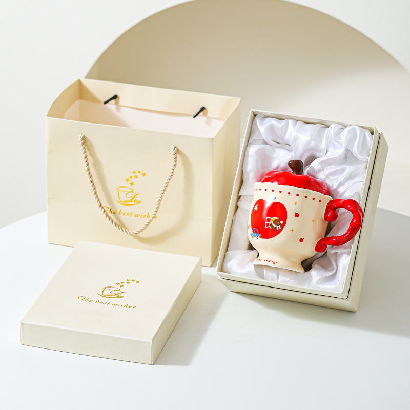 Taza de cerámica de manzana creativa, regalo de oficina, taza de café, taza de agua, taza de desayuno para parejas, regalo
