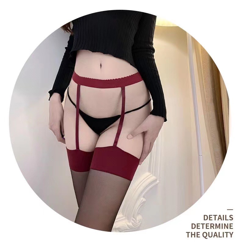 Sheer Over-the-Knee Stockings with Garter Straps, Ultra-Thin Polyester, One Size — detail image 6
