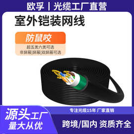 欧孚超五类屏蔽铠装网线防鼠咬防虫咬线缆通信网络线室外网线