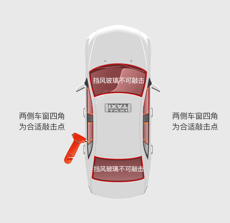 Car-Mounted Safety Hammer, Multifunctional Two-In-One Solid Emergency Tool for Self-Driving, Fire Escape, and Life-Saving Hammer