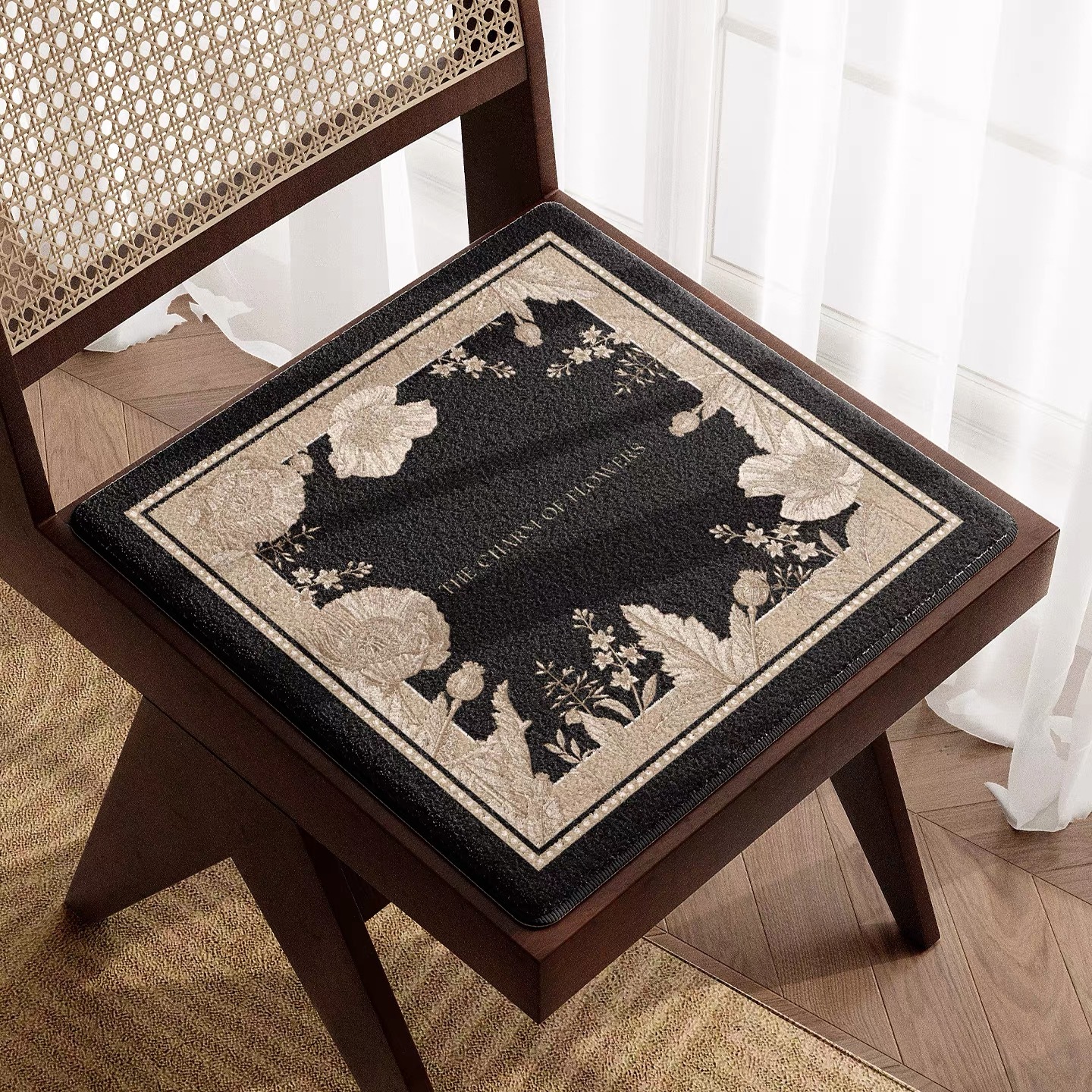 跨境新品复古风沙发椅坐垫方形耐脏深色系实木家具冬季真丝绒坐垫