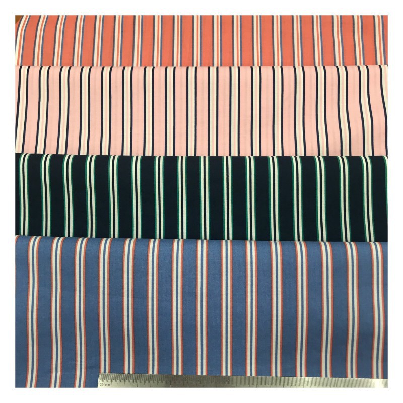 厂家直销  新款纯棉条纹印花 高档衬衫 连衣裙面料   现货供应