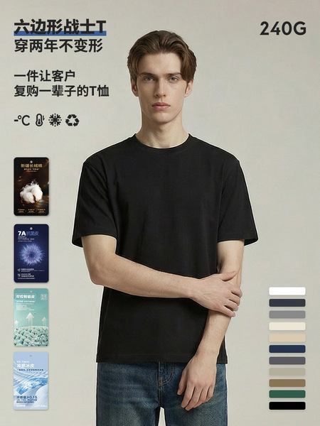 [Hexagon Warrior T] 40-count long-staple cotton sorona cool…