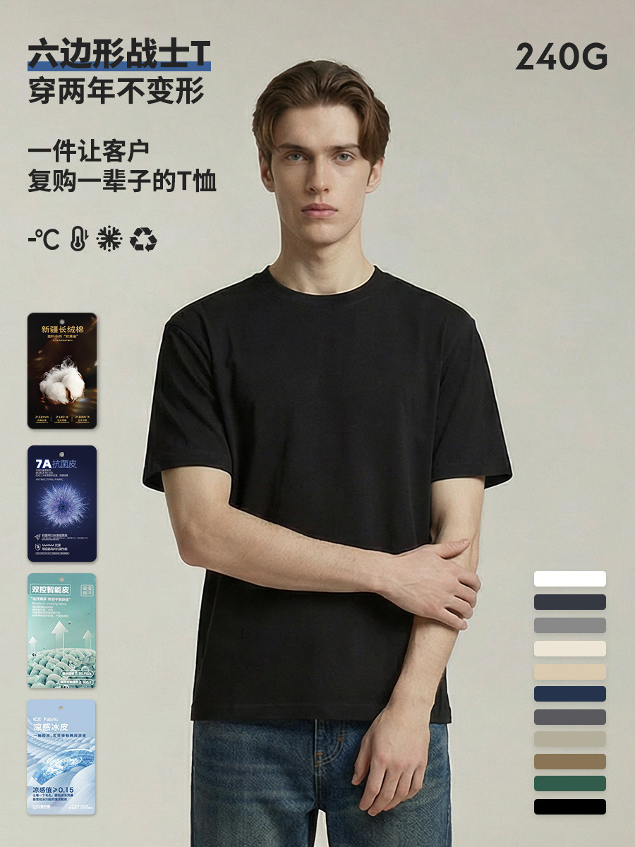[Hexagon Warrior T] 40-count long-staple cotton sorona cool…