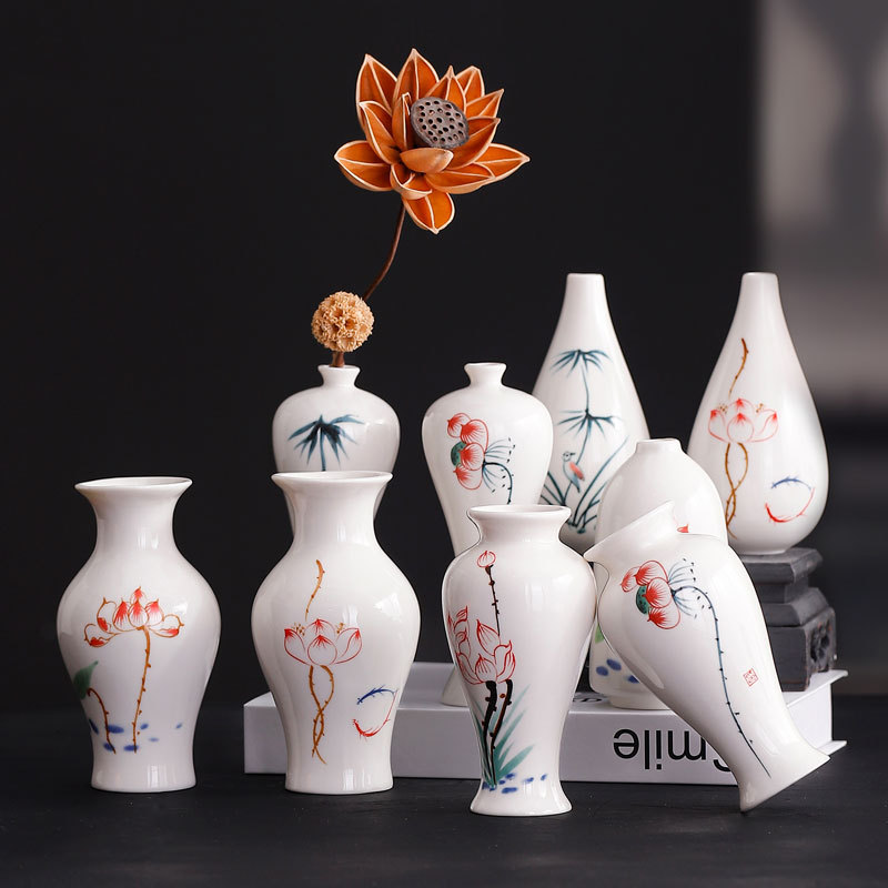 创意中国风手绘花瓶摆件手工家居花插瓷器陶瓷工艺品装饰品跨境