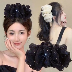 公主波点满天星泡泡发夹女后脑勺盘发抓蝴蝶结头饰抓夹鲨鱼夹发夹
