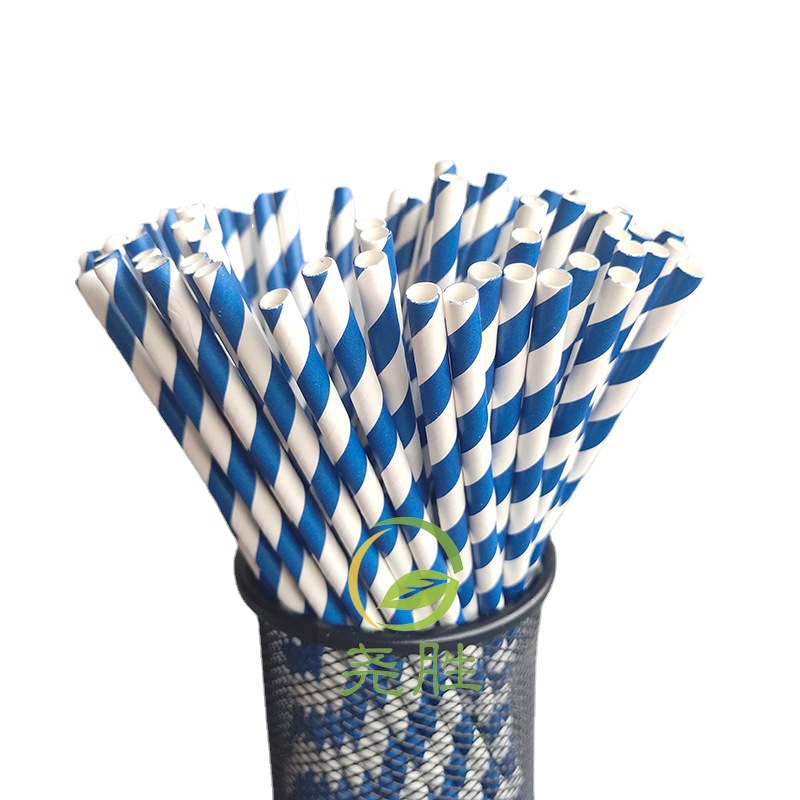Desechables biodegradables paja de papel Kraft raya colorida decoración del partido postre pastelería bar bebida paja
