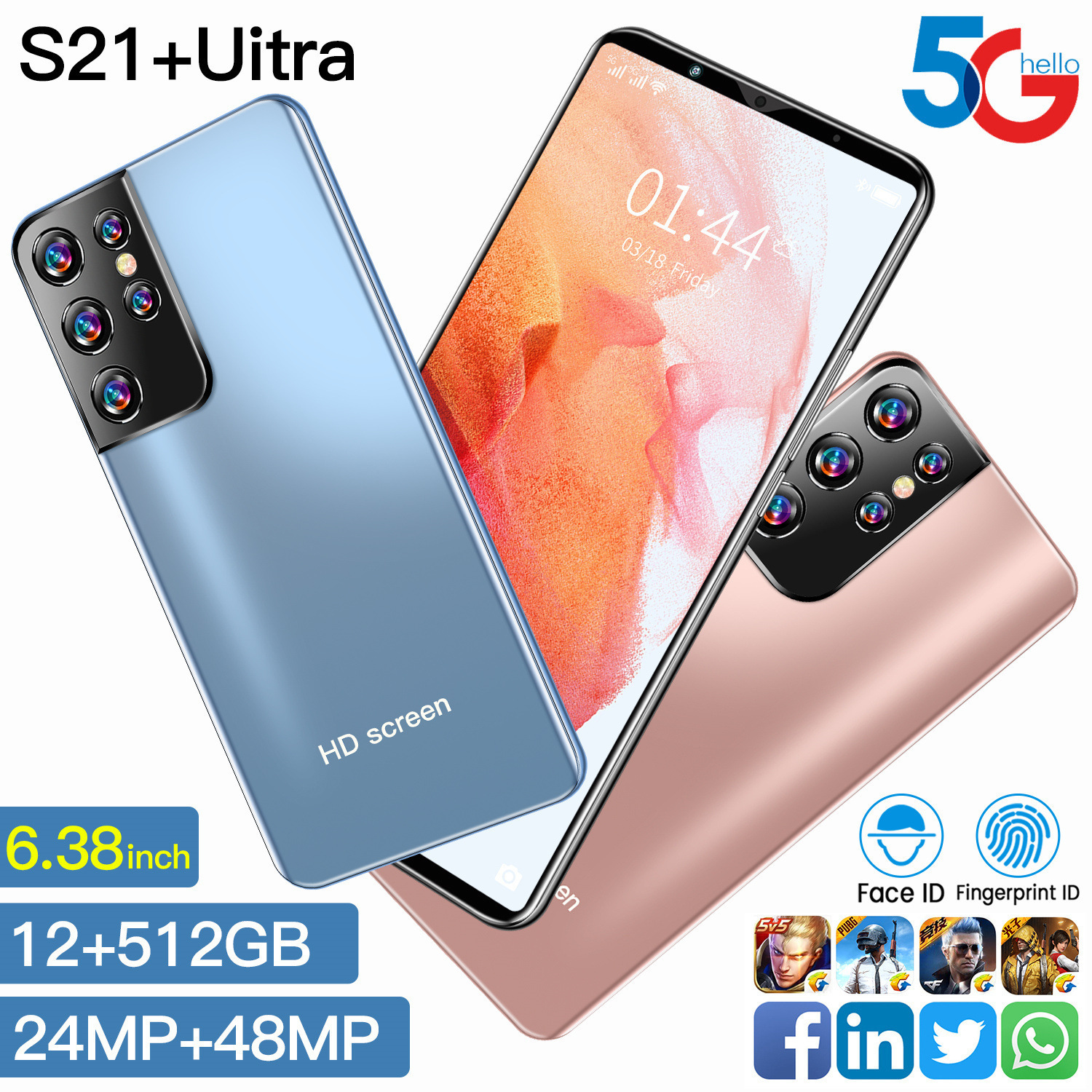 Cross-border new large-screen Android smartphone S21 Ultra foreign trade low-cost explosions manufacturers in stock wholesale