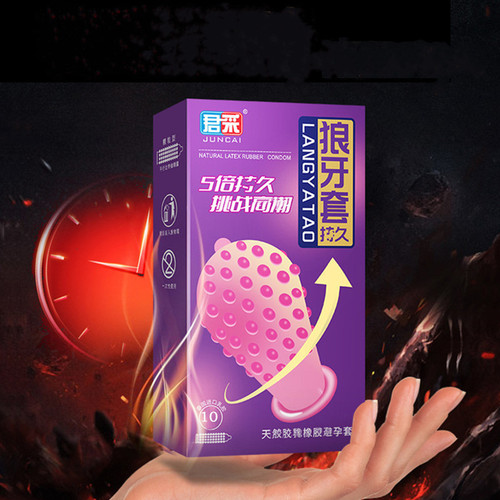 JUNCAI wolf braces large particles large G-spot shaped sex toys for men and women hyaluronic acid condoms condoms