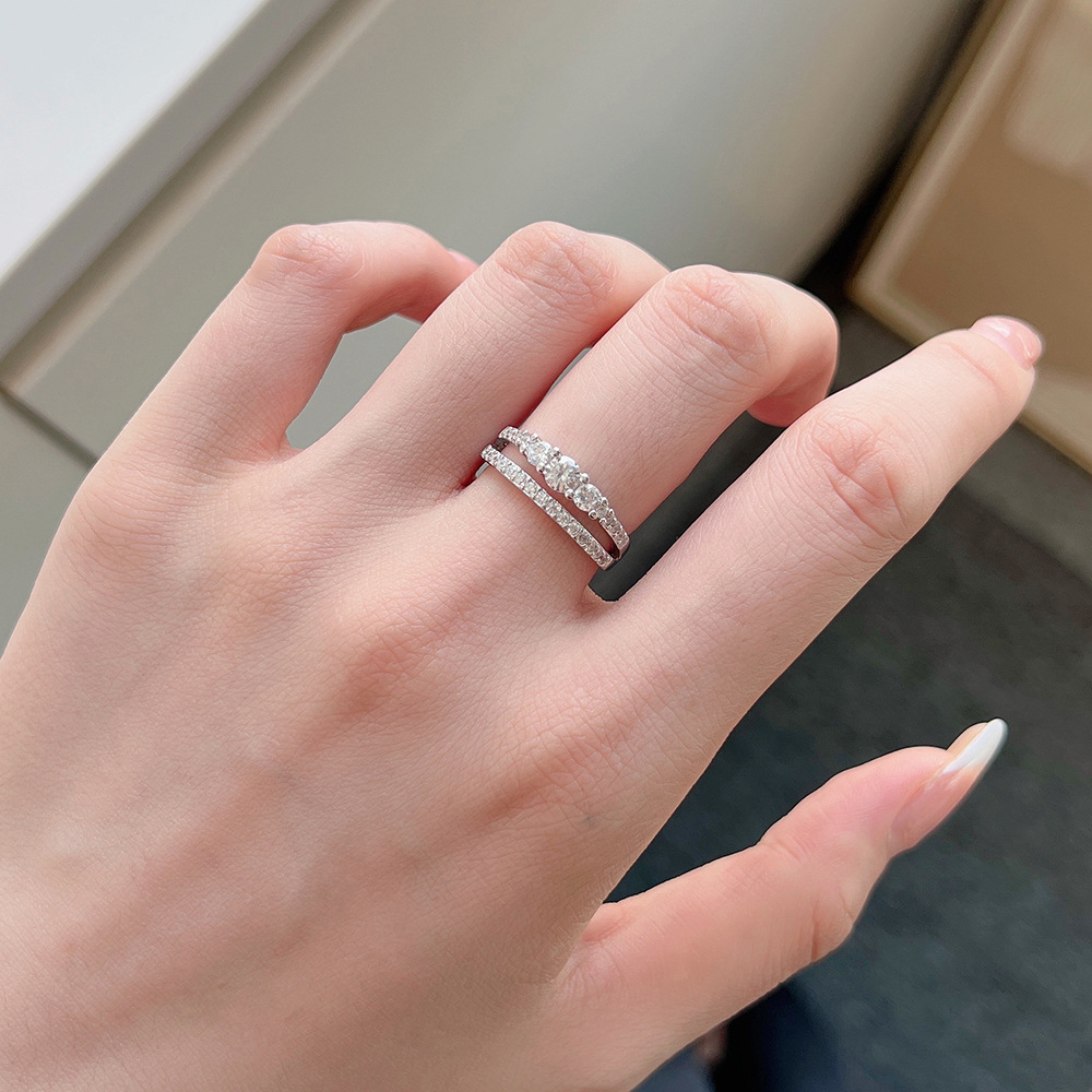 Fashion Geometric Sterling Silver Plating Zircon Rings 1 Piece