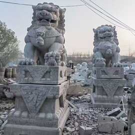 庭院别墅中式仿古石狮子摆件青石雕刻石狮子一对寺庙祠堂青石狮子
