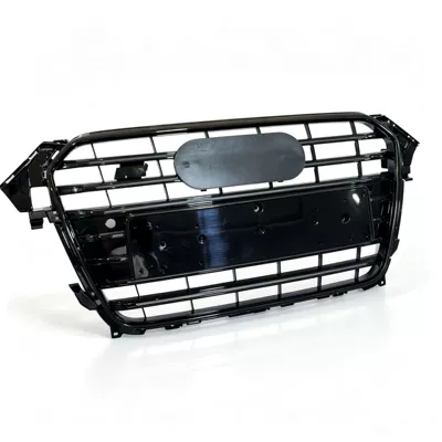 Black Finish for 2013-2016 – Zhongwang - 2013-2016-audi-s4-front-grille-gloss-black-with-black-frame-and-silver-emblem