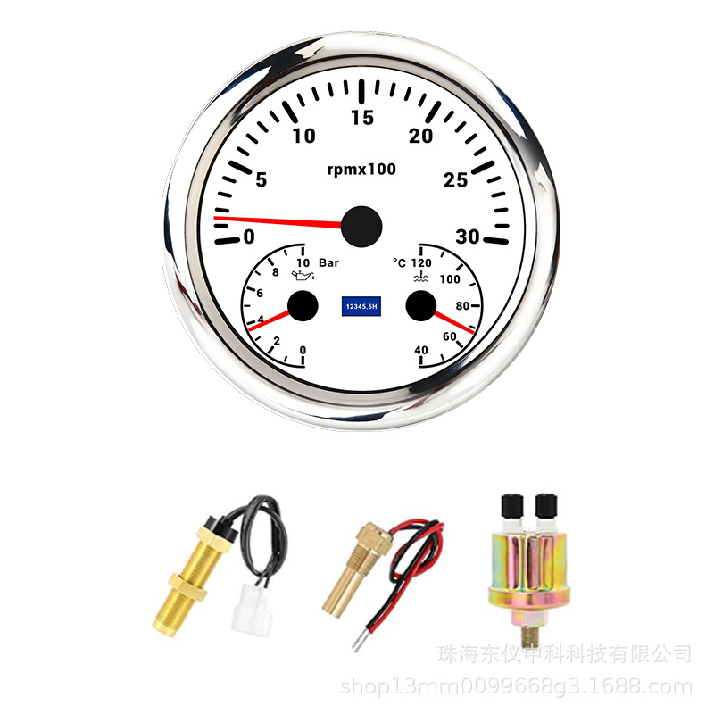 Oil Pressure & Water – Zhuǎnsùbiǎo automobile instrument - black-dial-4k-rpm-oil-pressure-bar-water-temp-3-in-1