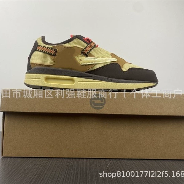 Чистый оригинальный TS x Air Max 1 световые ядра Радуга желтый крюк хаки высококачественная иностранная торговая обувь