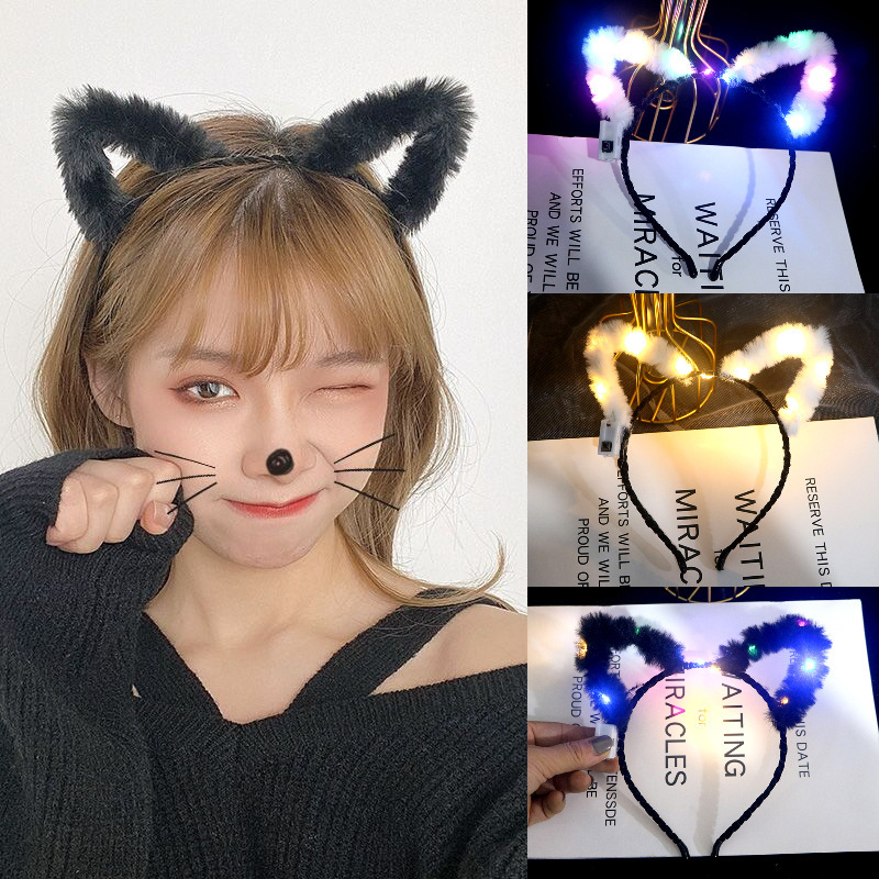 Brillante zorro orejas cinturón de cabello lámpara ángel cinturón de cabello super inmortal cinturón de cabello red rojo lindo gato orejas tocado plumas conejo