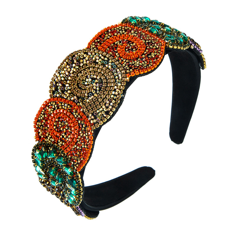 Fashion Trend Color Rhinestone Headband Women's Luxury Broad-sided Hair Accessories Wholesale display picture 2