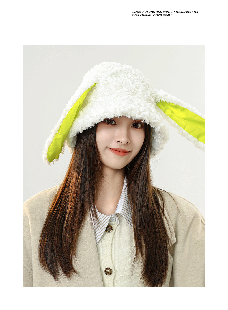 Nuovo cappello da coniglio carino e dolce di vendita caldo, mantieni caldo e obbediente, cappello da bacino per orecchie di coniglio, cappello da pescatore in peluche con orecchio lungo, bambini_voghion.com