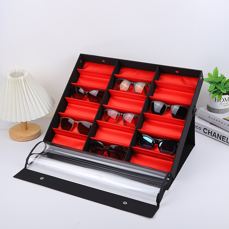 Hot Sale 18 Pairs Glasses Case Glasses Storage Box Double Layer Glasses Case Sunglasses Display Box Sunglasses Storage Display Box