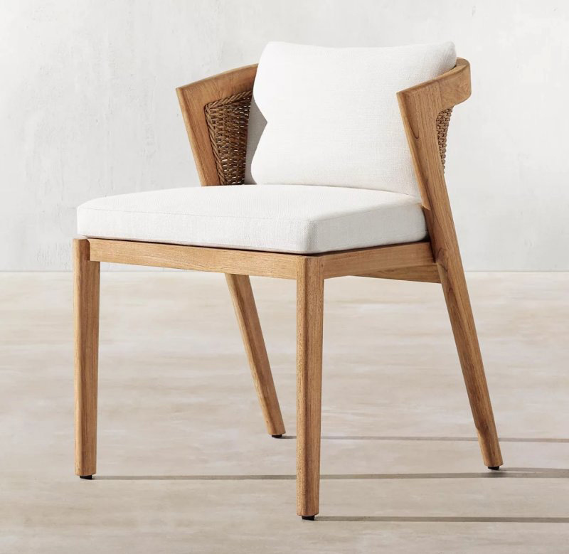 Silla de teca al aire libre silla de comedor individual impermeable, protección solar, anticorrosión, villa, patio, hotel famoso, diseñador al aire libre