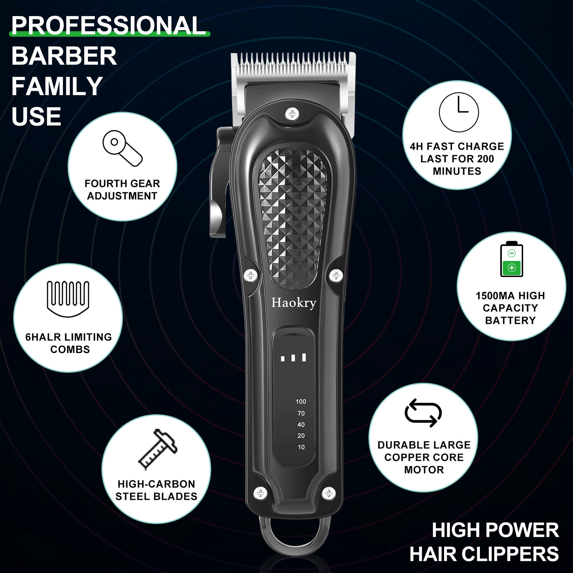 Electric hair clipper for home use, adjustable set