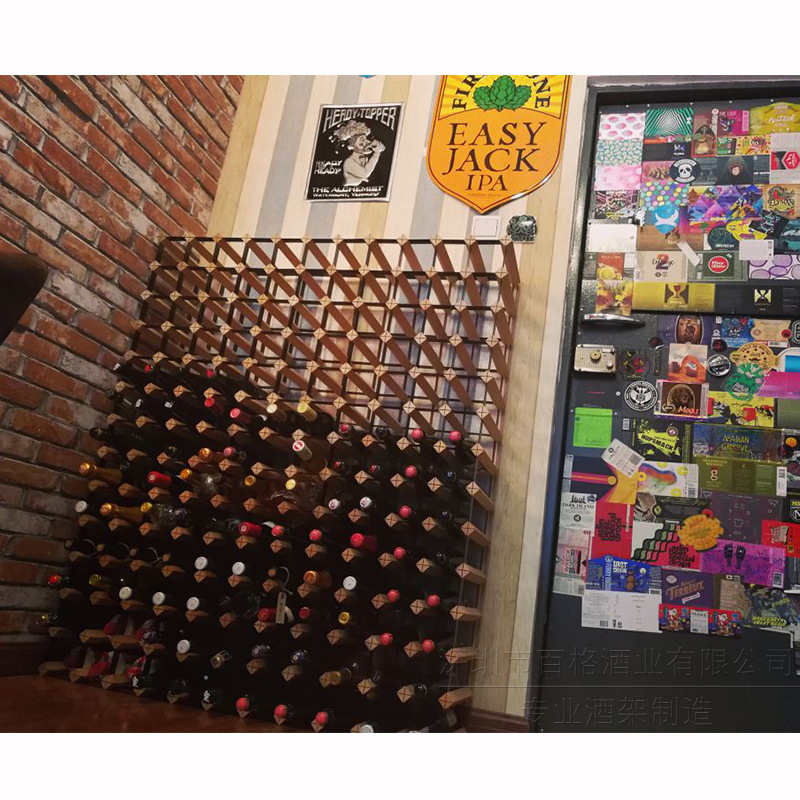 Wholesale wine rack storage display wine cabinet home commercial red wine store wine cellar store solid wood wine rack wholesale