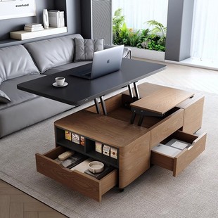 Multifunctional Slate Lift-Up Coffee Table and Dining Table, Dual-Purpose, Two-In-One, Suitable for Small Apartments, with Stool, Movable for Living Room Use