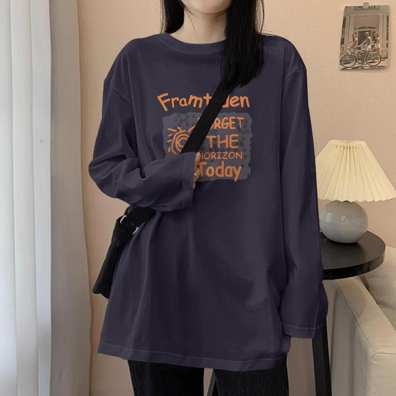 胖mm大码长袖t恤女秋装新款纯棉打底衫中长款宽松百搭圆领上衣男|undefined