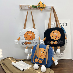 批發日系ins超萌2023新款曲奇餅帆布雙肩單肩斜挎學生上課通勤包