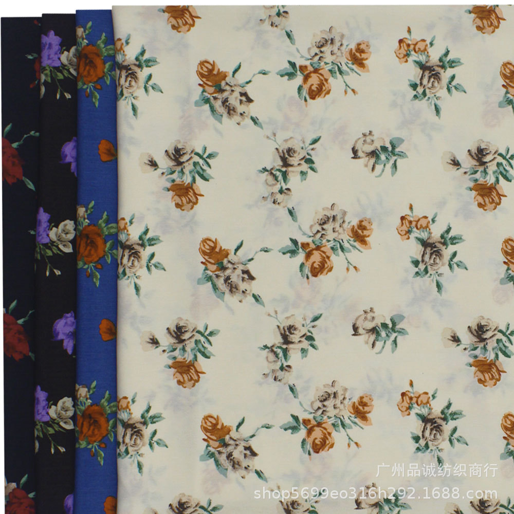 真丝绒印花复古小碎花雪纺印花布春夏女衬衫法式连衣裙吊带裙面料