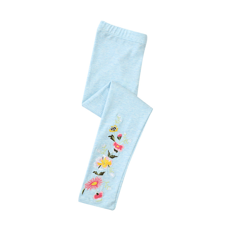 Polainas de las niñas bebé de punto flor hilado pantalones de algodón ropa de los niños primavera y otoño ropa exterior de los niños delgados pantalones de las niñas