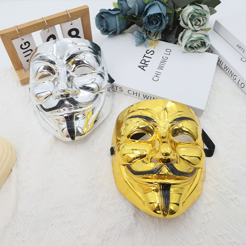 Amazon venta caliente Halloween tema de terror en forma de V máscara de vendetta accesorios de rendimiento de COSplay máscara facial en forma de V