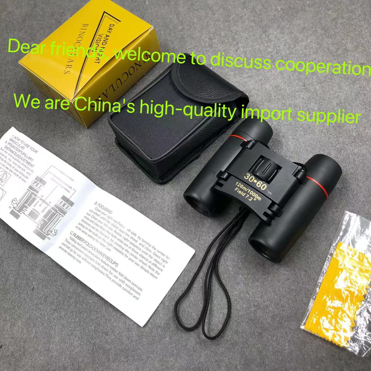 跨境热卖急采代发 袖珍双筒望远镜高倍高清夜视30x60迷你望远镜