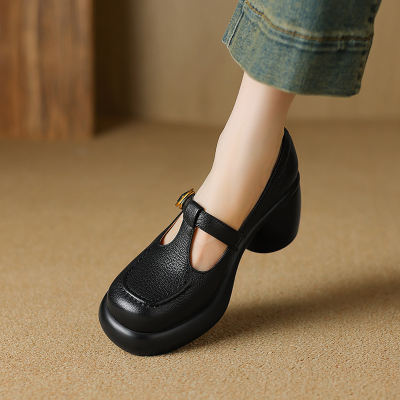 British Style Platform Leather Shoes Women's Leather Low-cut New Spring And Autumn