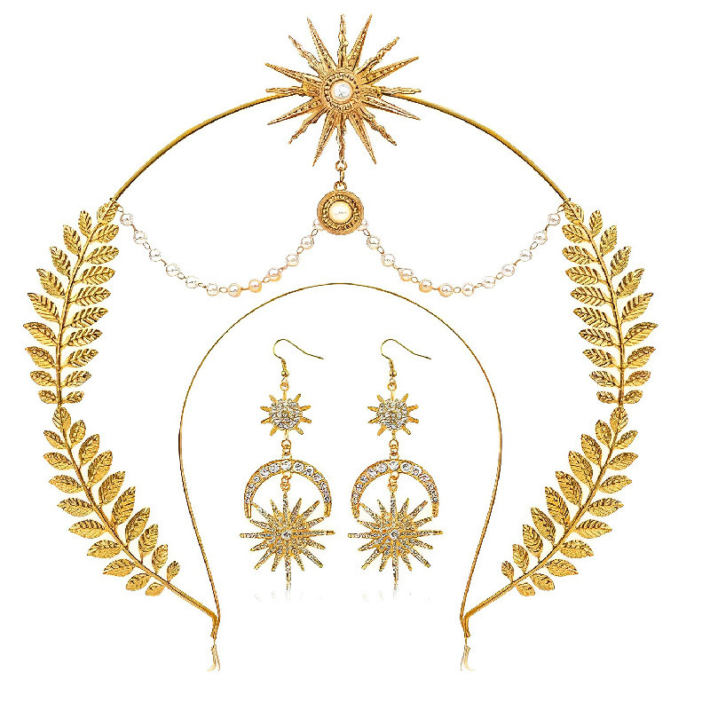 Halo Crown Halo Earring Set Boho Style Sun Goddess Double Layer Bohemian Headband Sparkling Hair Accessories Halo Crown Halo Earring Set Boho Style Sun Goddess Double Layer Bohemian Headband Sparkling Hair Accessories