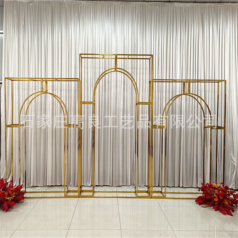 European-Style Golden Split Arch Hotel Wedding Decoration Stage Stand European-Style Golden Split Arch Hotel Wedding Decoration Stage Stand