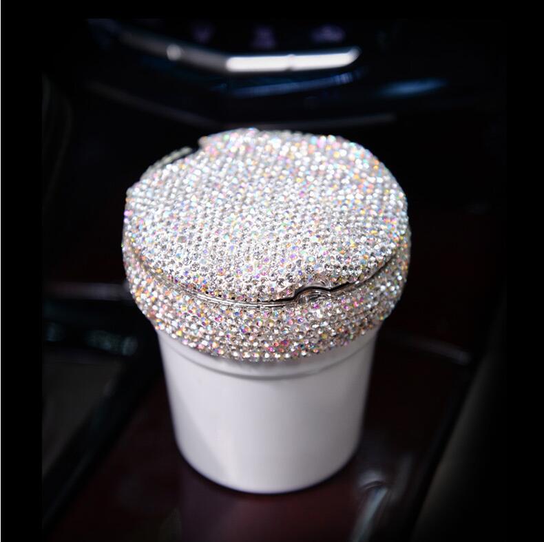 Diamond-encrusted car ashtray with led light luminous multifunctional car ashtray car interior car supplies