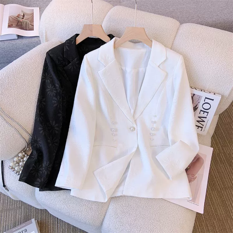 Жаккардовая вышивка с длинными рукавами маленький костюм женский 2025 большой размер женский весенний и весенний новый легкий роскошный пиджак женский темперамент