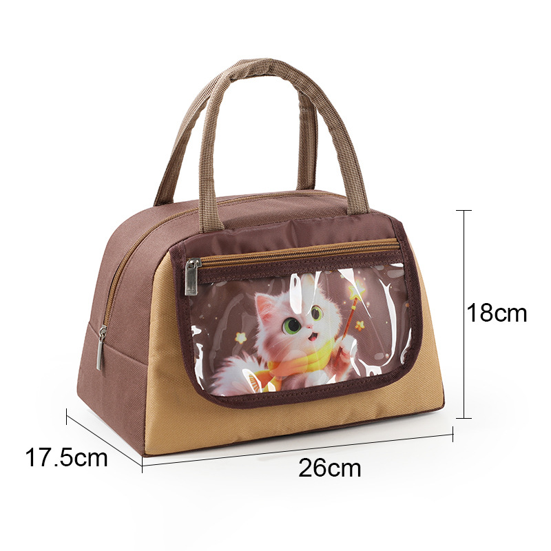 Nueva bolsa de almuerzo de dibujos animados bolsa de almuerzo portátil bolsa de aluminio aislante bolsa de almuerzo trapezoidal bolsa de dolor para estudiantes con bolsa de almuerzo