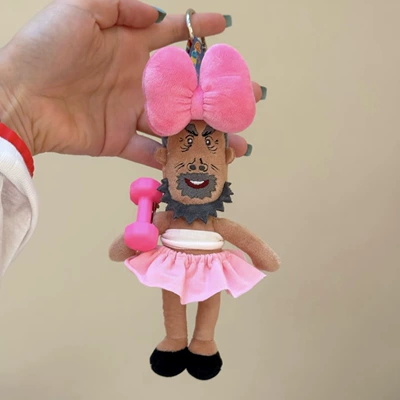 Pluş açarlıqlar: Cute Keychain Decoration - pink-skirt-rose-red-grandpa-iron-ox-pendant
